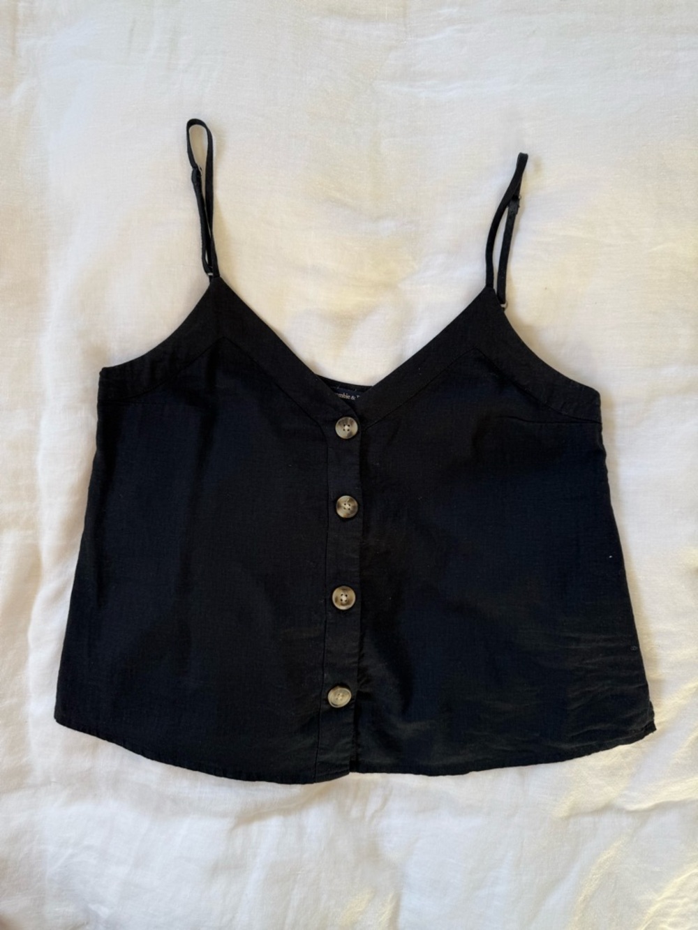 Abercrombie & Fitch Linen Blend Button-Front Spaghetti Strap